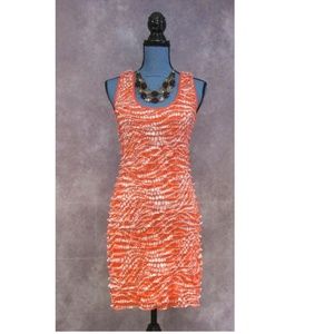 NEW Charlotte Russe Orange & White Ruffled Dress S